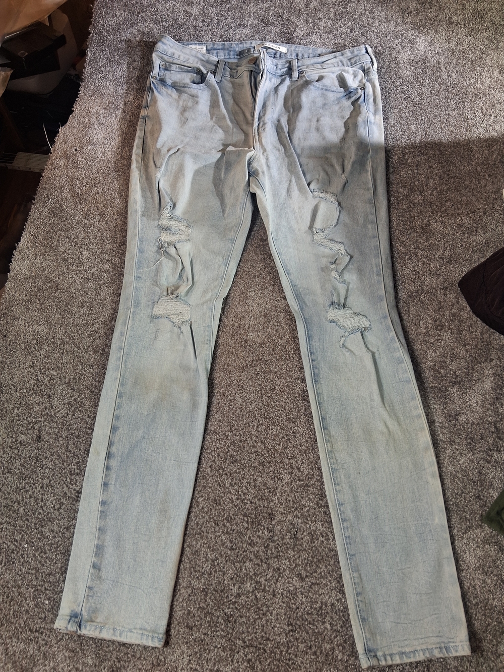 Pacsun Mens Light Blue Distressed Ripped Jeans